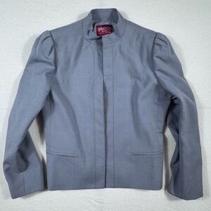 Vintage SASSON Women's Gray Mandarin Collar Blazer | Size 8 Petite